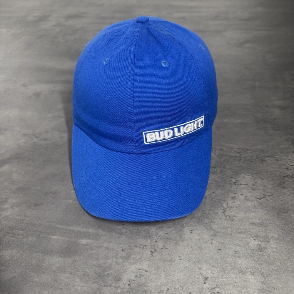 Bud Light‎ Beer Hat White Blue 2000s Y2K Promo Advertisement Cap Low Profile